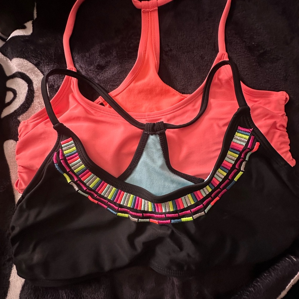 #152 Xhilaration Coral and Light Blue Bralettes